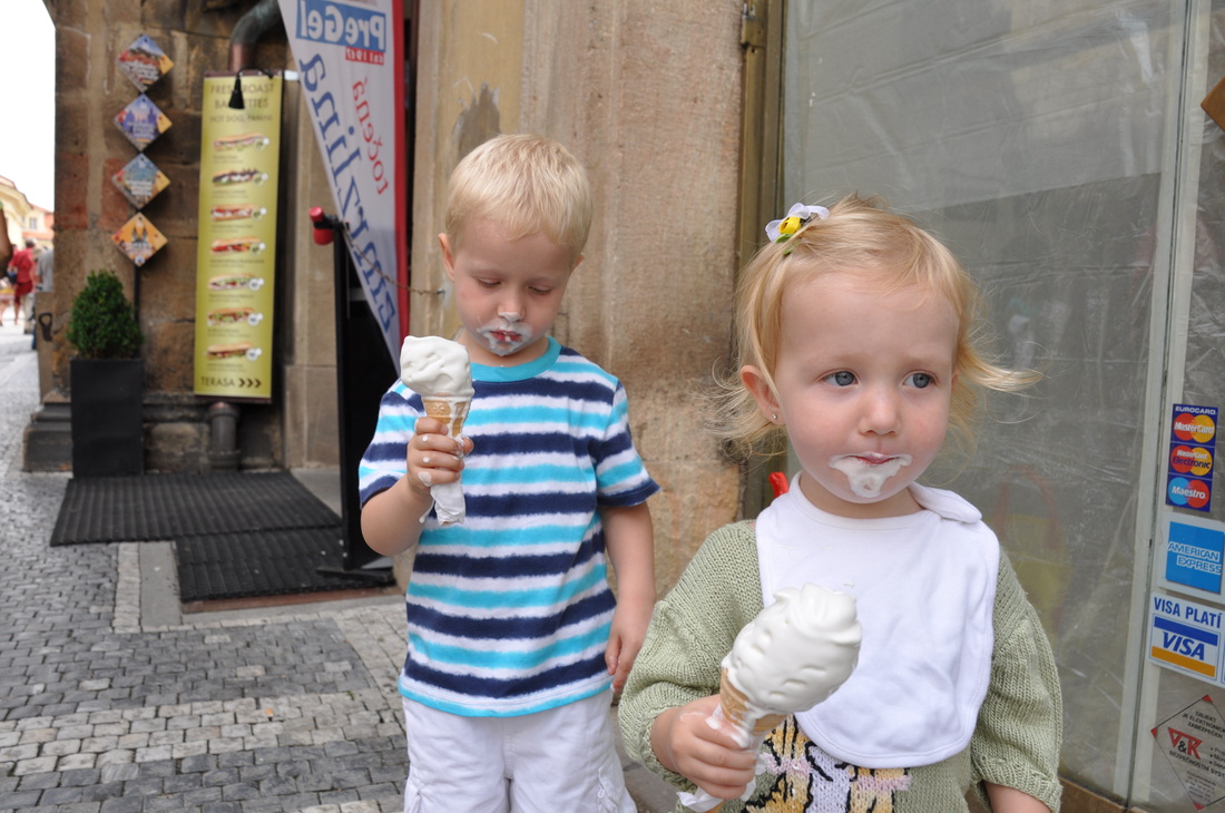 The kids well into their dairy treat