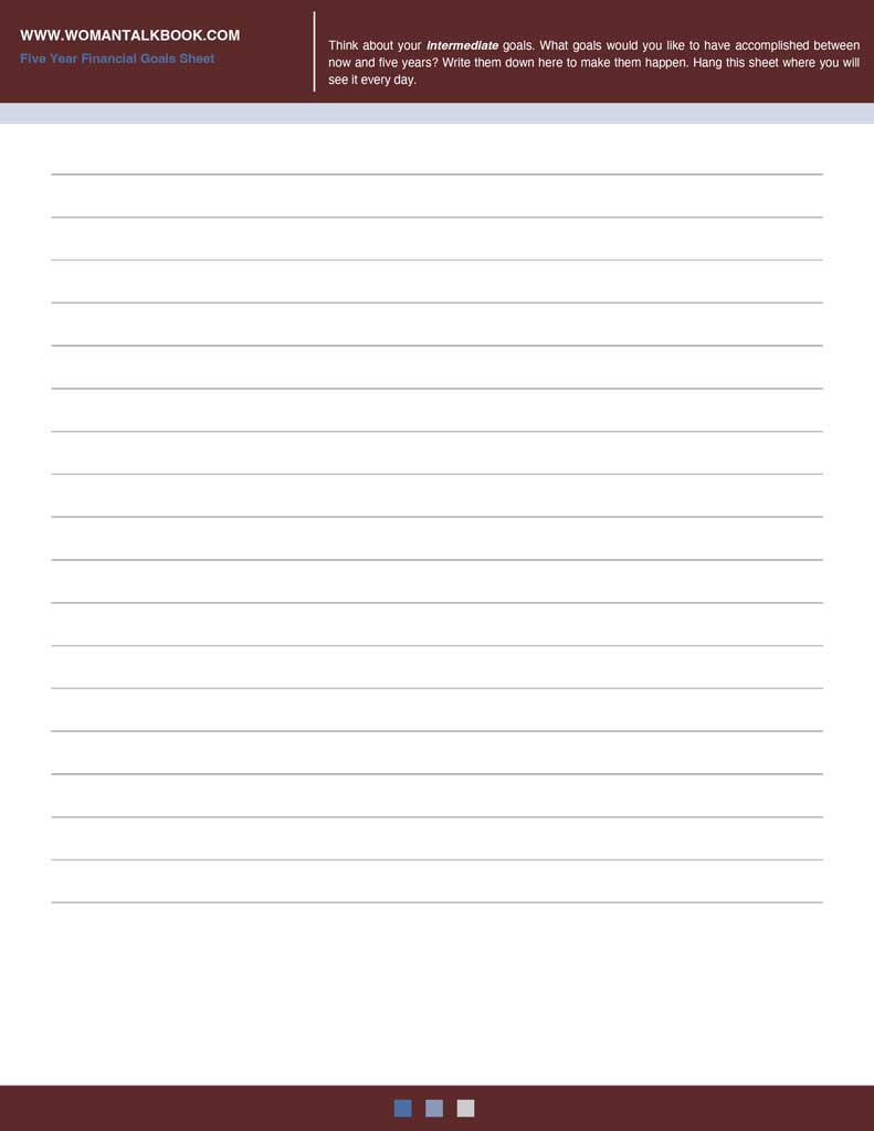 5-Year Financial Goals worksheet