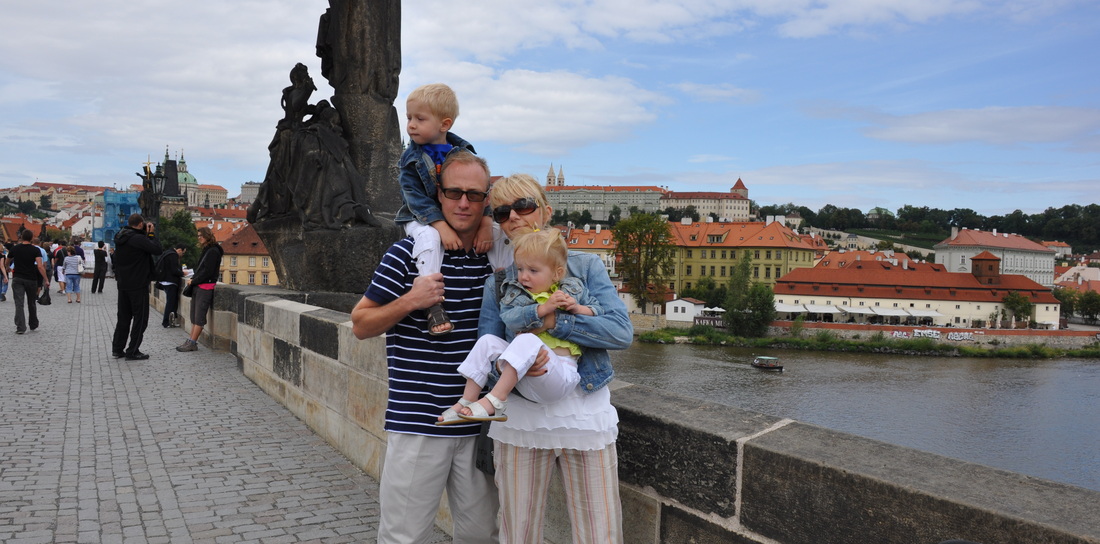The Wilson Family on Charles Bridge in Prague, Czech Republic